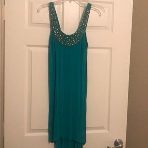 Turquoise high low clingy dress
